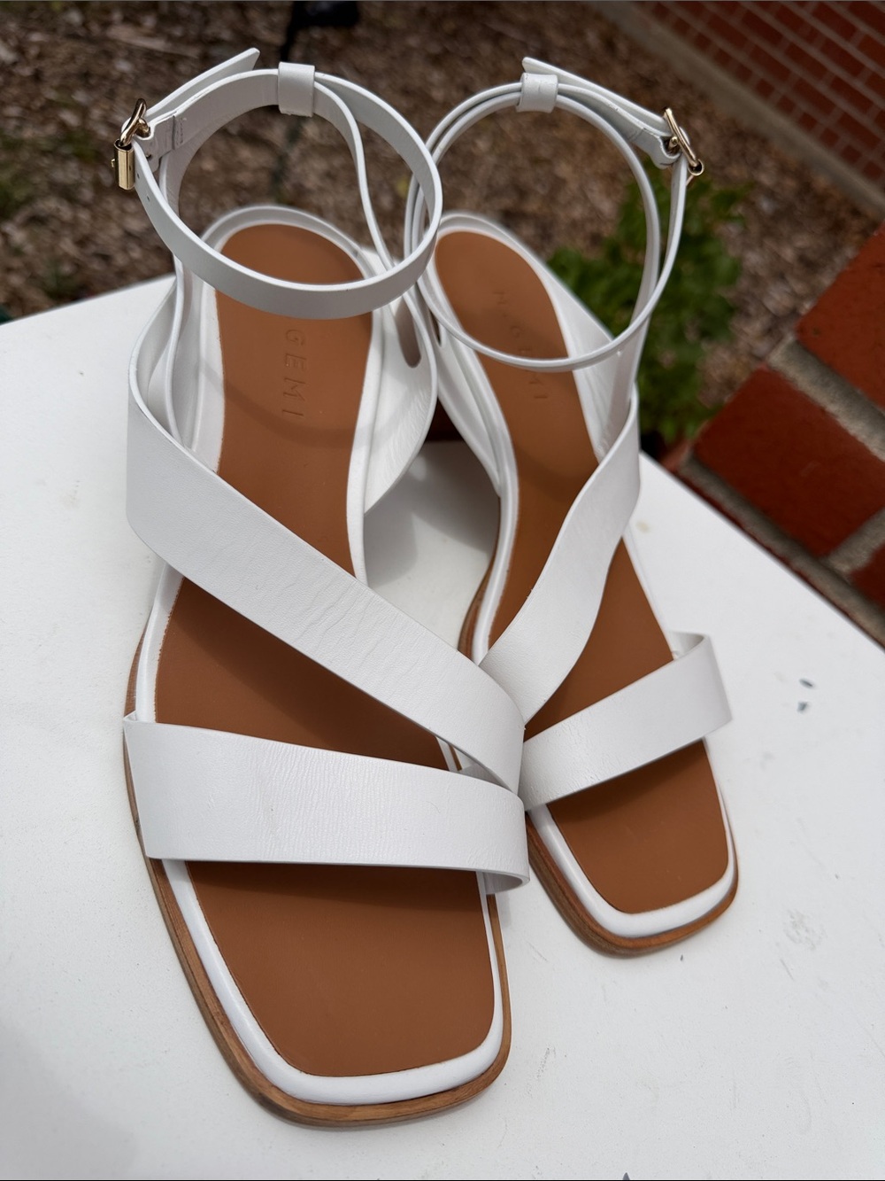 White Strappy Ankle-Wrap Block heel Sandals - Women